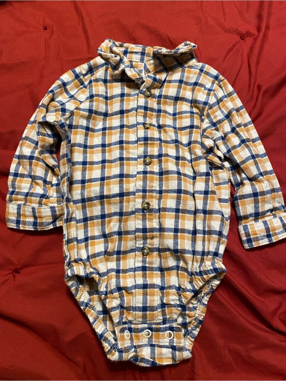 Carter's Navy and Mustard Plaid Button-Up Shirt